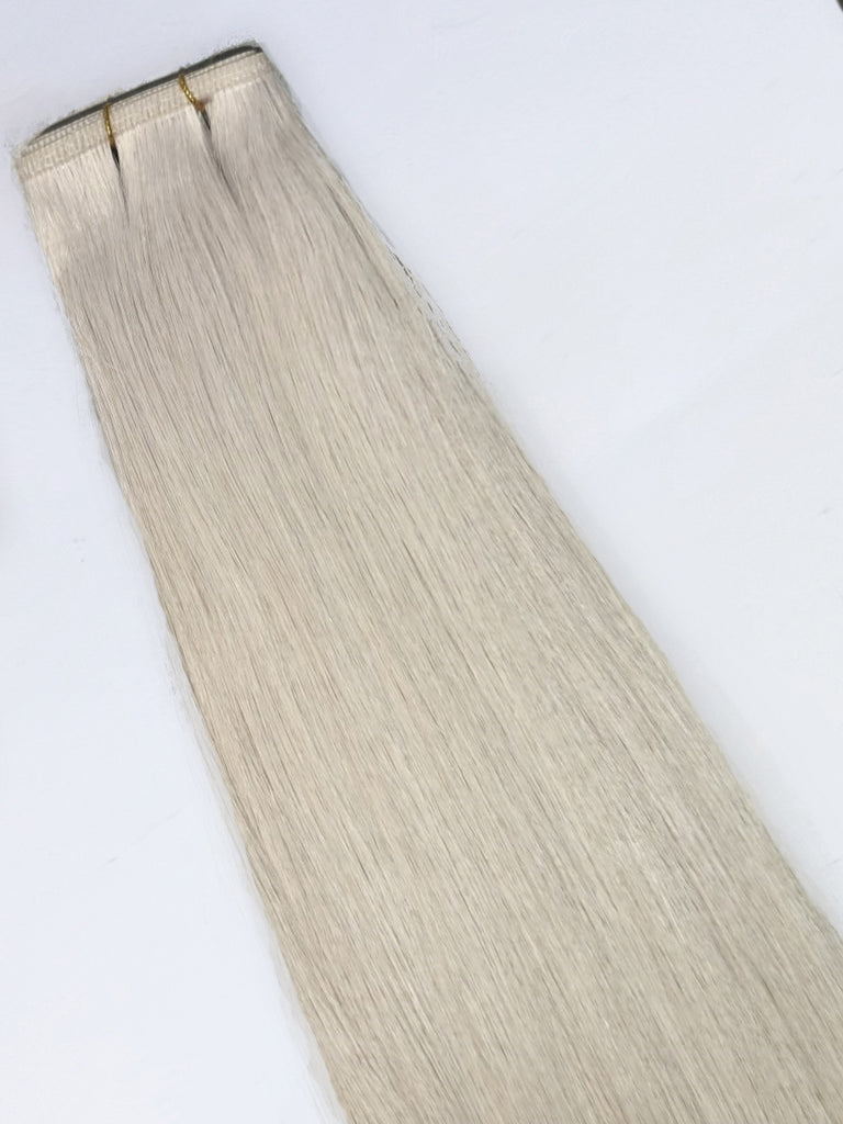 Luxury Russian, Double Drawn, Flat Weft, #90 Silver Ice Blonde Luxury Russian, Double Drawn, Flat Weft, #90 Silver Ice Blonde