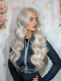 #1001 White Blonde|Luxury Russian Remy Human Hair, Double Drawn, Tape Extensions