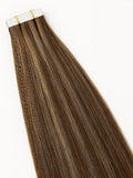 #4/27 Milan Highlighted|Luxury Russian Remy Human Hair, Double Drawn, Tape Extensions