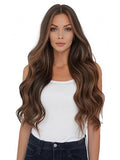 #4/8 Santorini Highlighted|Luxury Russian Remy Human Hair, Double Drawn, Tape Extensions