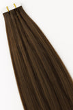 #4/8 Santorini Highlighted|Luxury Russian Remy Human Hair, Double Drawn, Tape Extensions
