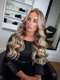 #6/24 New York Highlighted|Luxury Russian Remy Human Hair, Double Drawn, Tape Extensions