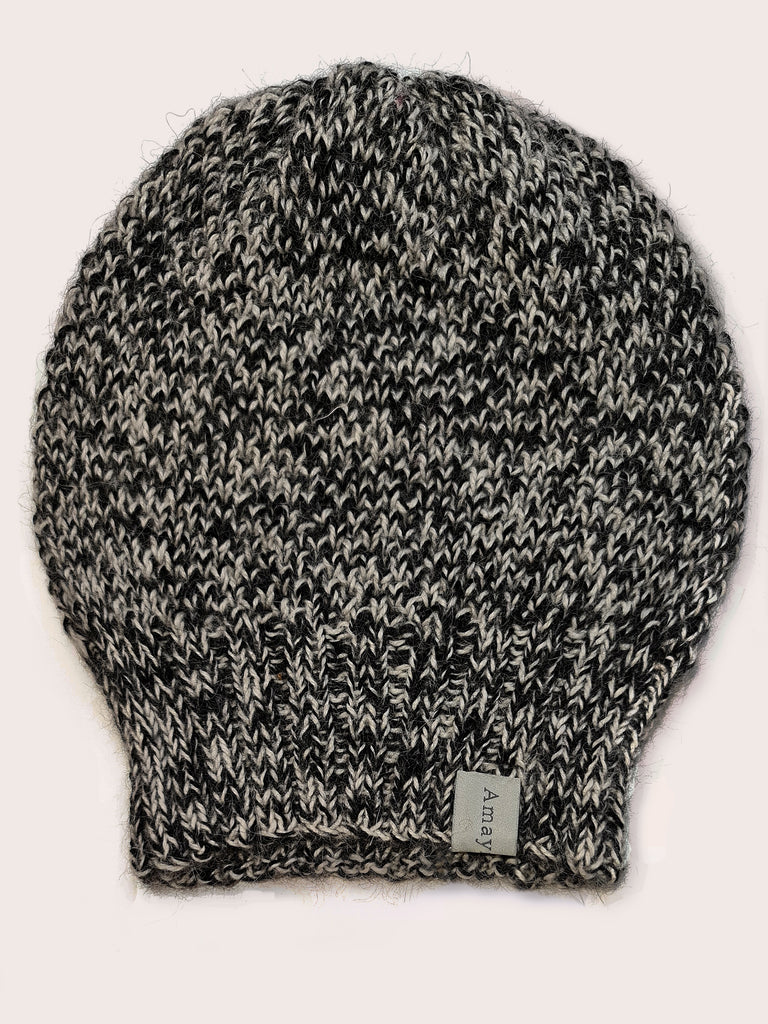 Amayi Alpaca - Beanie Hat Pale Grey & Black Amayi Alpaca - Beanie Hat Pale Grey & Black