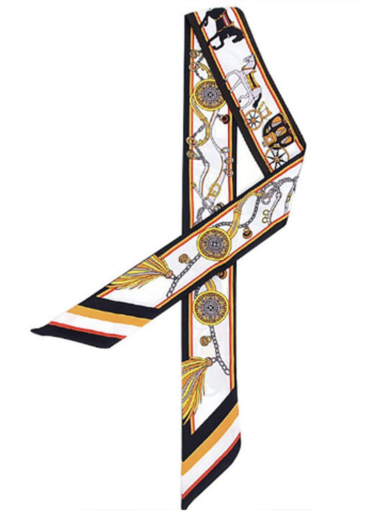 Twilly/Fashion Scarf/Scarves – Black and Golden Yellow, Horse & Carriage Print Twilly/Fashion Scarf/Scarves – Black and Golden Yellow, Horse & Carriage Print
