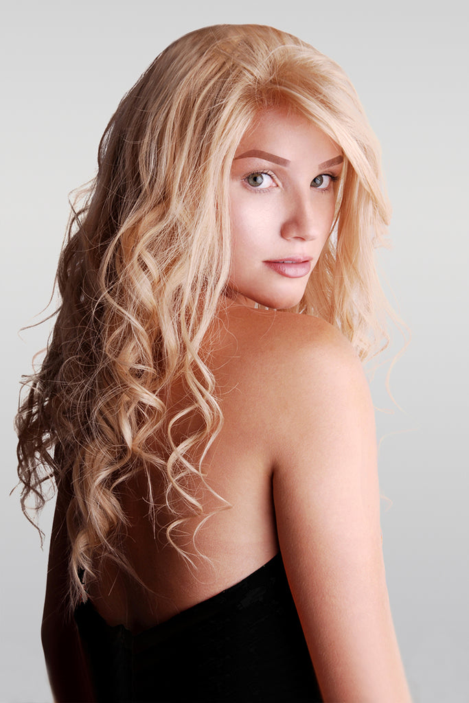 oh dear dolly – Ava Deluxe Human Hair Silk Top Wig, Straight, 16”, #27/613 Mix oh dear dolly – Ava Deluxe Human Hair Silk Top Wig, Straight, 16”, #27/613 Mix
