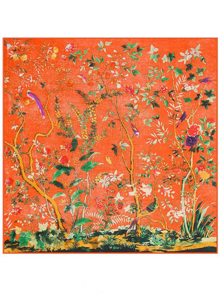 Extra Large Fashion Scarf/Scarves – Orange, Birds & Flowers Print Extra Large Fashion Scarf/Scarves – Orange, Birds & Flowers Print