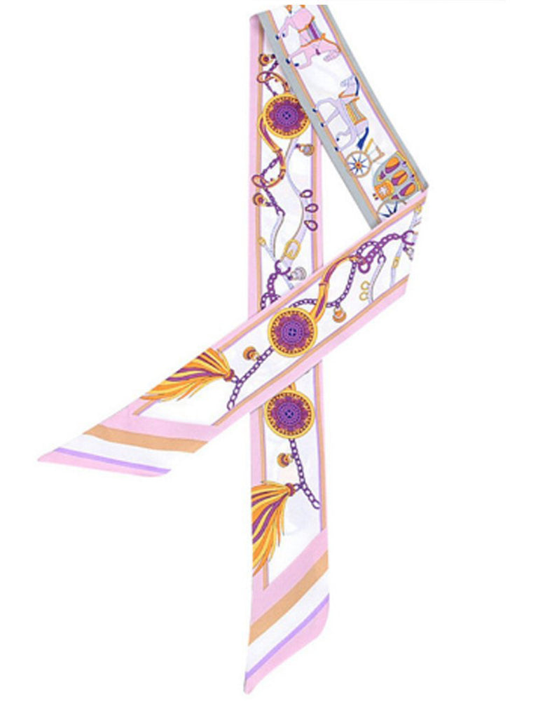 Twilly/Fashion Scarf/Scarves – Pink and Grey, Horse & Carriage Print Twilly/Fashion Scarf/Scarves – Pink and Grey, Horse & Carriage Print